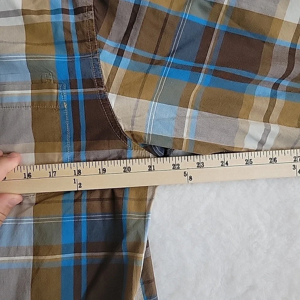 The North‎ Face Shirt Mens Large Blue Plaid Button Up Long Sleeve Outdoor Hiking